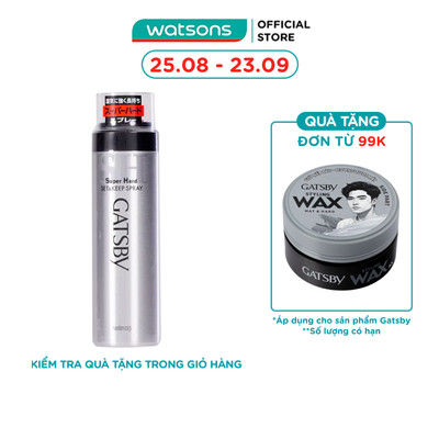 Keo Xịt Tóc Gatsby Giữ Nếp Lâu và Không Gây Bết Dính Super Hard Set & Keep Spray 180g