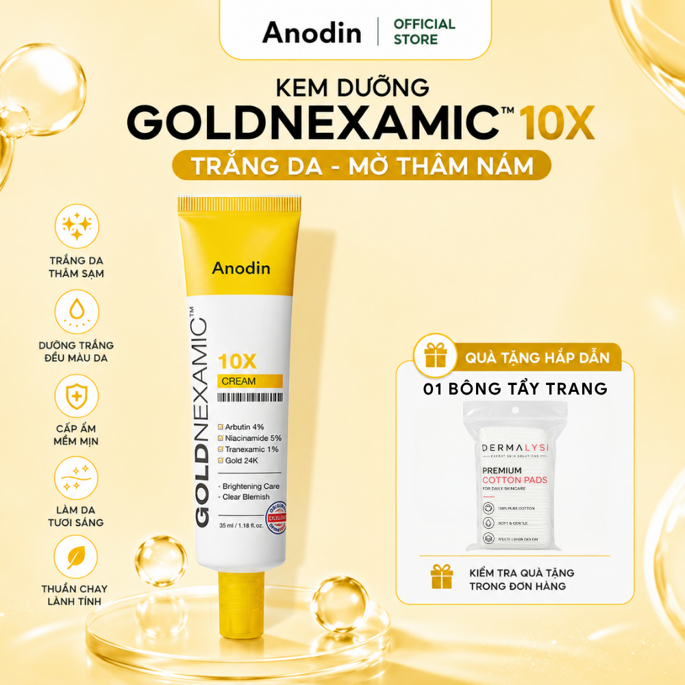 Kem dưỡng ANODIN dưỡng sáng, mờ thâm nám đa tầng Goldnexamic 10X Anodin 35ml - Skin Studio