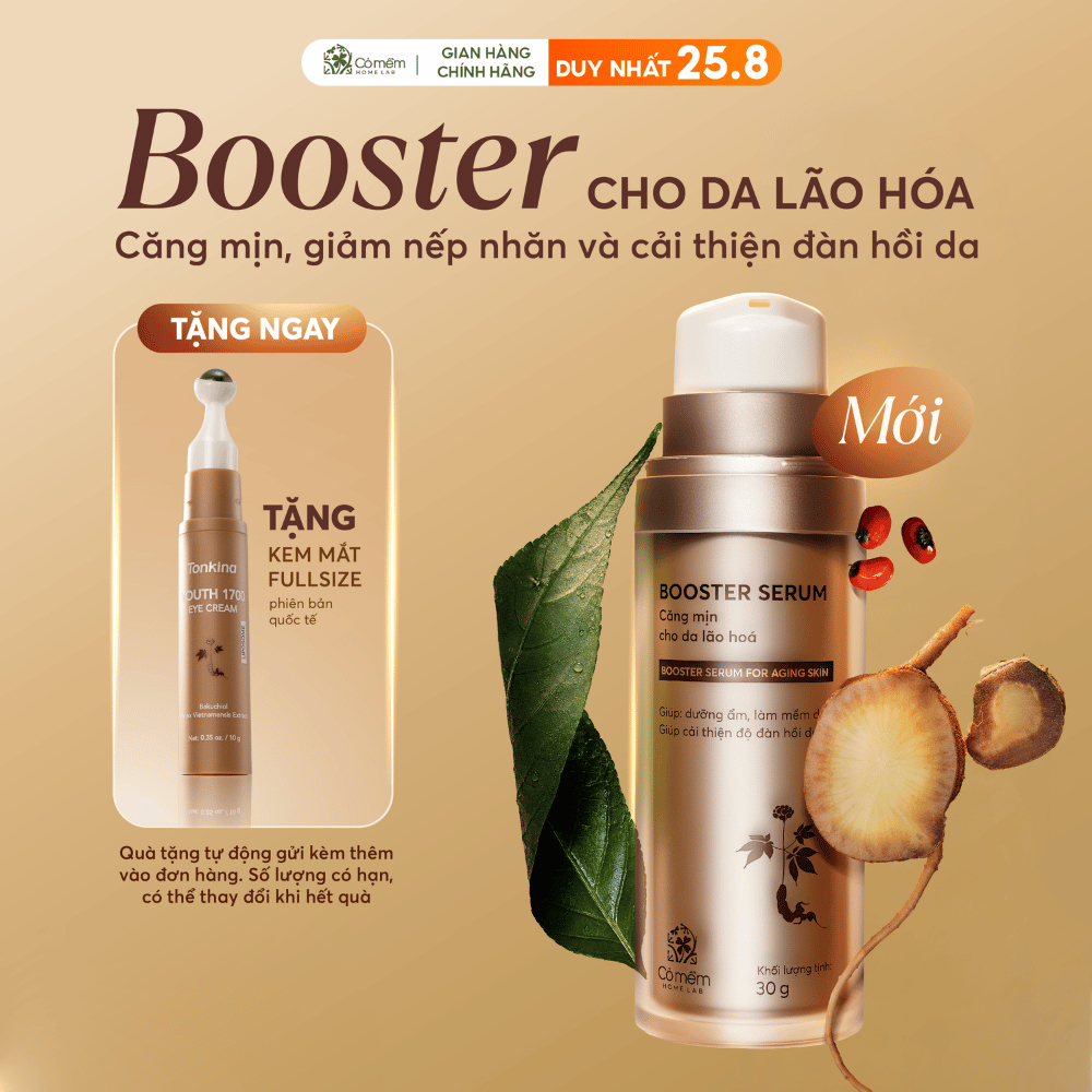 Tinh Chất Dưỡng Da Booster Serum Sâm Giảm Nếp Nhăn, Tăng Đàn Hồi Cho Da Lão Hóa Cỏ Mềm 30gr