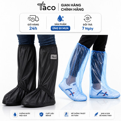 Set 10 Đôi Ủng Bọc Giầy Đi Mưa Nhựa Nilon Tiện Dụng, Ủng Bọc Giày Đi Mưa Đế Cao Su Chống Trượt Cao Cấp M212