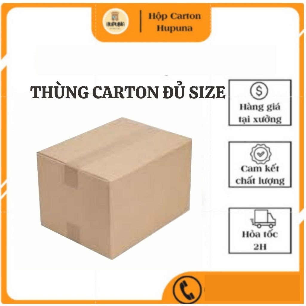 Combo 5_Hộp Carton, Thùng Carton Hupuna 40x20x20, 3 Lớp, Thùng Carton Chuyển Nhà, Giá Rẻ.
