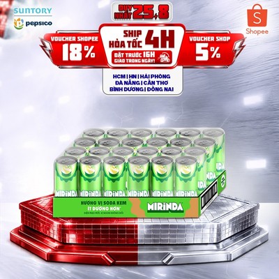 [Giao sau lễ] Thùng Nước Ngọt Giải Khát Có Gaz Mirinda Soda Kem (320ml/lon)