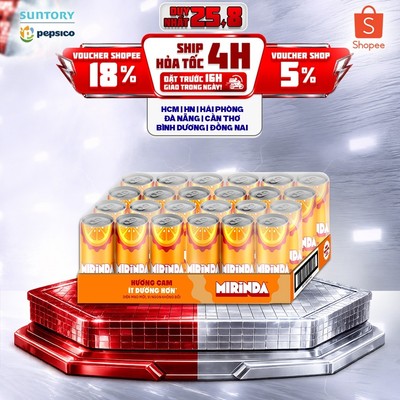 [Giao sau lễ] Thùng Nước Ngọt Giải Khát Có Gaz Mirinda Cam (320ml/lon)