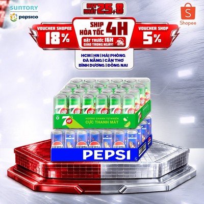 [Giao sau lễ] Combo Bung Xõa Cực Đã - 1 Thùng 24 Lon Pepsi & 1 Thùng 24 Lon 7Up (320ml/lon hoặc 350ml/lon)