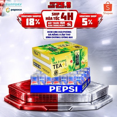 [Giao sau lễ] Combo 1 Thùng Pepsi và 1 Thùng Trà Ô Long Tea+ (320ml hoặc 350ml/lon)