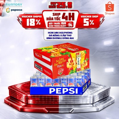[Giao sau lễ] Combo 1 Thùng Pepsi và 1 Thùng Trà Ô Long Tea+ Vị Đào Nhiệt đới (320ml hoặc 350ml/lon)