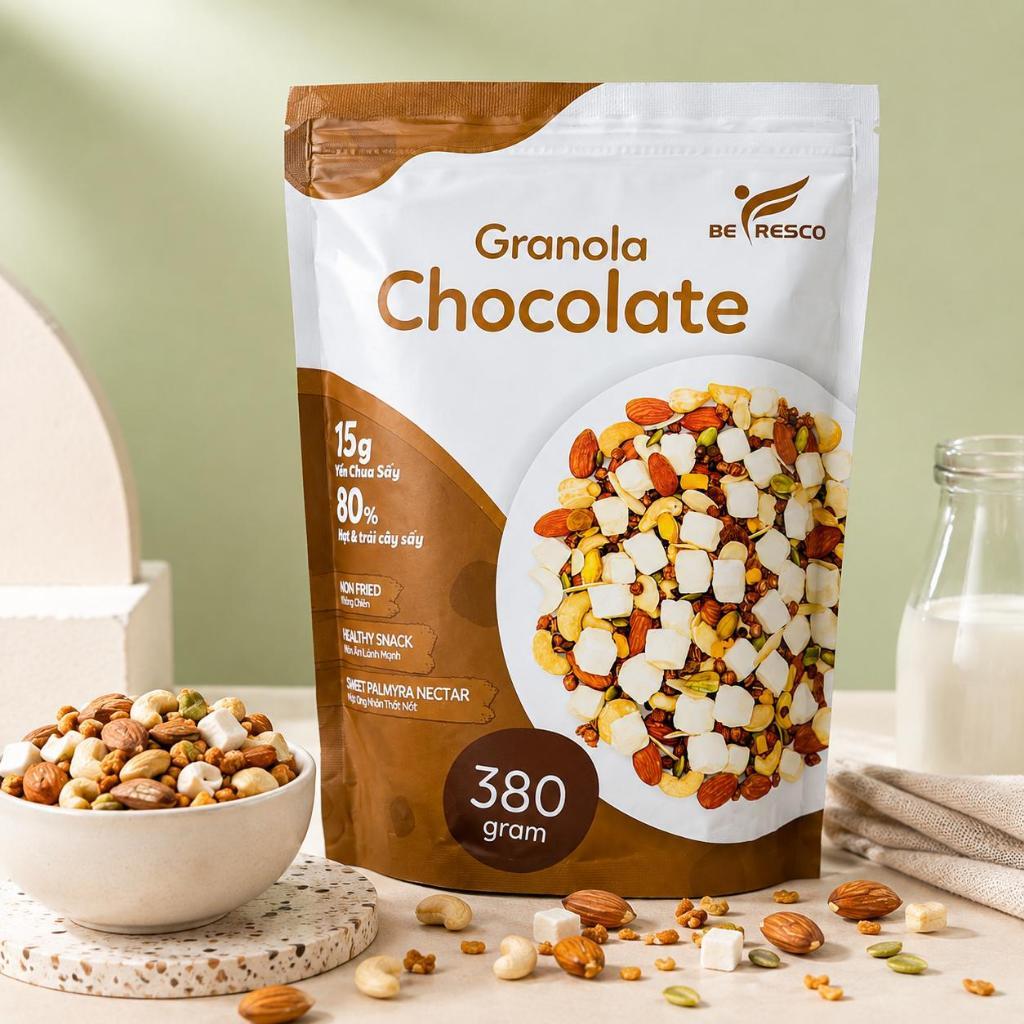 Ngũ cốc ăn kiêng Granola 380g BEFRESCO #Chocolate Ngũ cốc Granola giảm cân vị socola