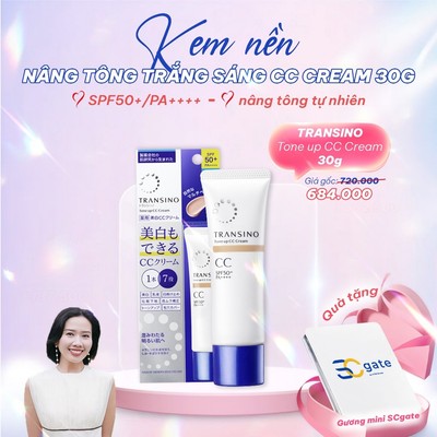 TRANSINO Tone up CC Cream - Kem nền dạng tuýp 30g nâng tone, chống nắng