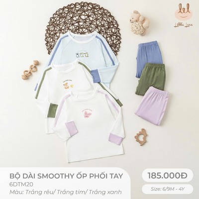 Bộ dài tay ốp phối dành cho bé Lil Little Love [ Siêu Mềm, Mát, Mịn Co Dãn Và Thấm Hút Mồ Hôi Tốt]Size 6M - 4Y (6DTM20)