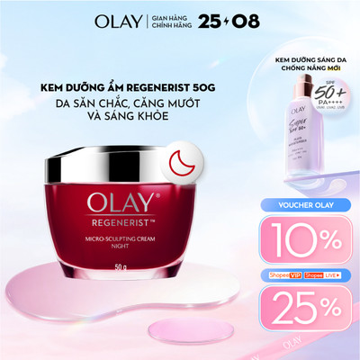 Kem Dưỡng Ẩm OLAY REGENERIST Ban Đêm Căng Mướt, Sáng Khỏe & Phục Hồi Dấu Hiệu Lão Hóa 50G