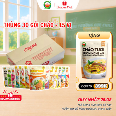 Thùng 30 Gói 15 Vị Cháo Tươi Cây Thị - Mỗi Vị 2 Gói