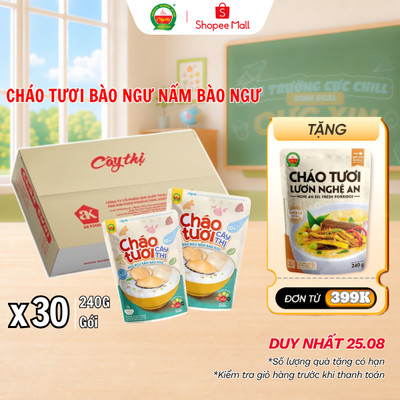 Thùng 30 Gói Cháo Tươi Bào Ngư Nấm Bào Ngư Cây Thị 240G/Gói