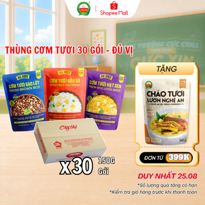 Thùng Cơm Tươi AK Rice 30 Gói Đủ Vị 150g/Gói - Cháo Tươi Cây Thị