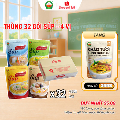 Thùng 32 Gói 4 Vị Súp Dinh Dưỡng Cây Thị 260G - 4 Vị Mỗi Vị 8 Gói