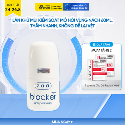Lăn Khử Mùi Kiểm Soát Mồ Hôi Vùng Nách Ziaja Blocker 60ml Thấm Nhanh, Không Để Lại Vệt Trên Áo EUPC STORE