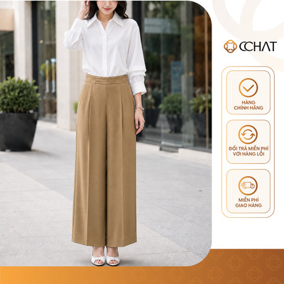 Quần Ống Rộng 𝐂𝐂𝐇𝐀𝐓 Dáng Suông Cạp Cao Liora Chất Liệu Tuytsi Chống Nhăn Cao Cấp 16QDS2050ST