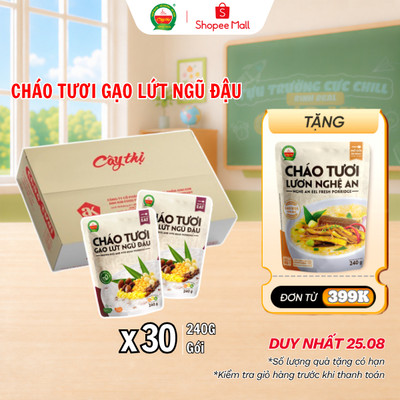 Thùng 30 Gói Cháo Tươi Gạo Lứt Ngũ Đậu Cây Thị 240G/Gói