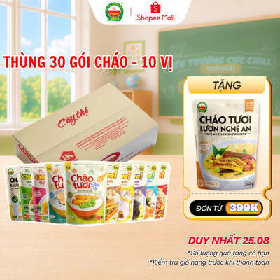 Thùng 30 Gói Đủ Vị Cháo Tươi Cây Thị - 10 Vị Mỗi Vị 3 Gói