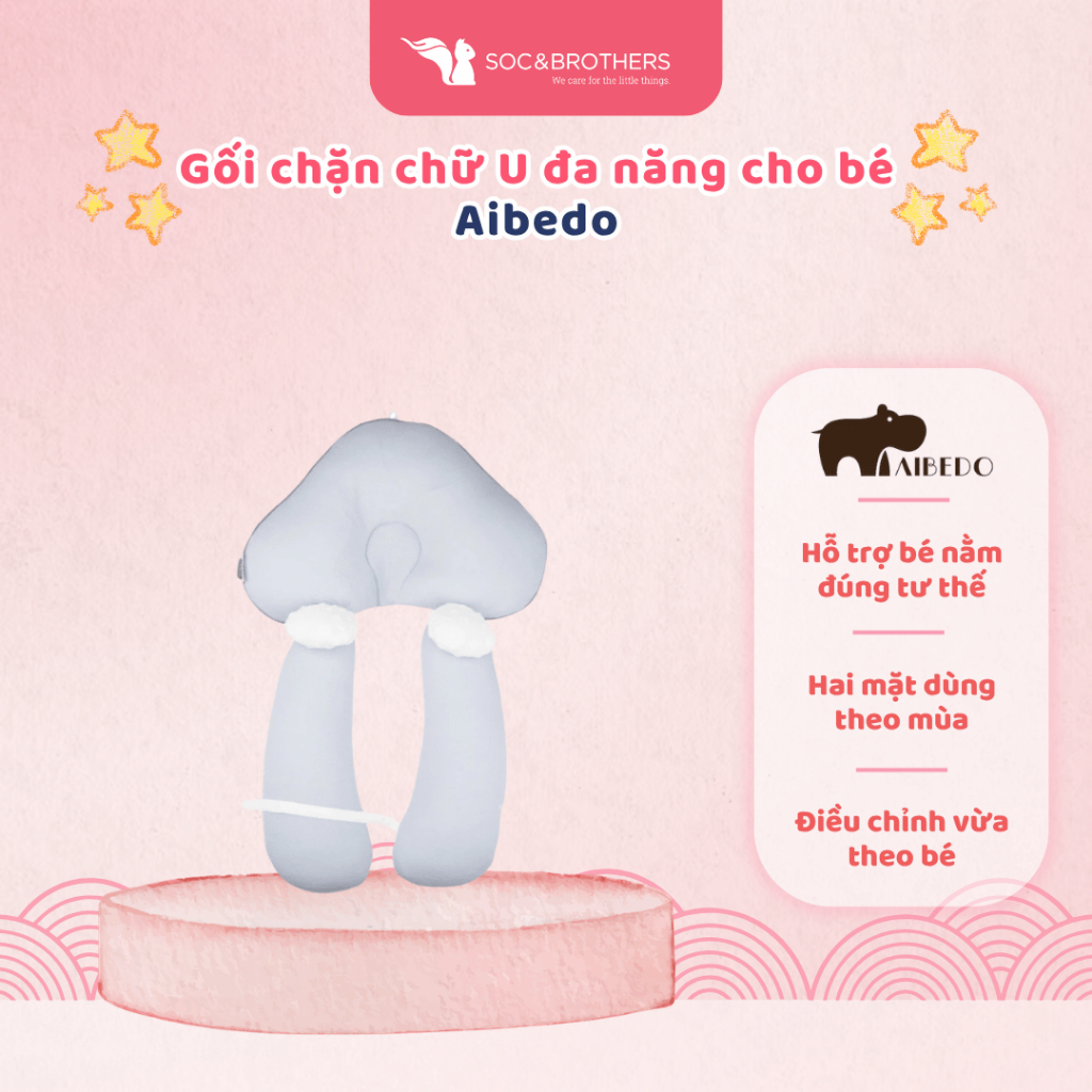 Gối chặn chữ U đa năng cho bé Aibedo (Blue) - socandbrothers