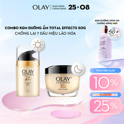 Bộ Kem Dưỡng OLAY TOTAL EFFECTS Ngày & Đêm Phục Hồi & Ngăn 7 Dấu Hiệu Lão Hóa 50G X2