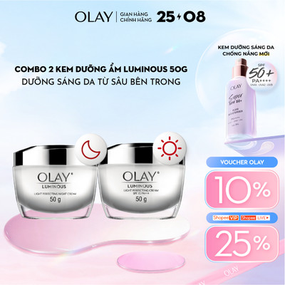 Combo 2: Kem Dưỡng Ẩm OLAY LUMINOUS Ngày & Đêm Dưỡng Sáng Da 50G X2