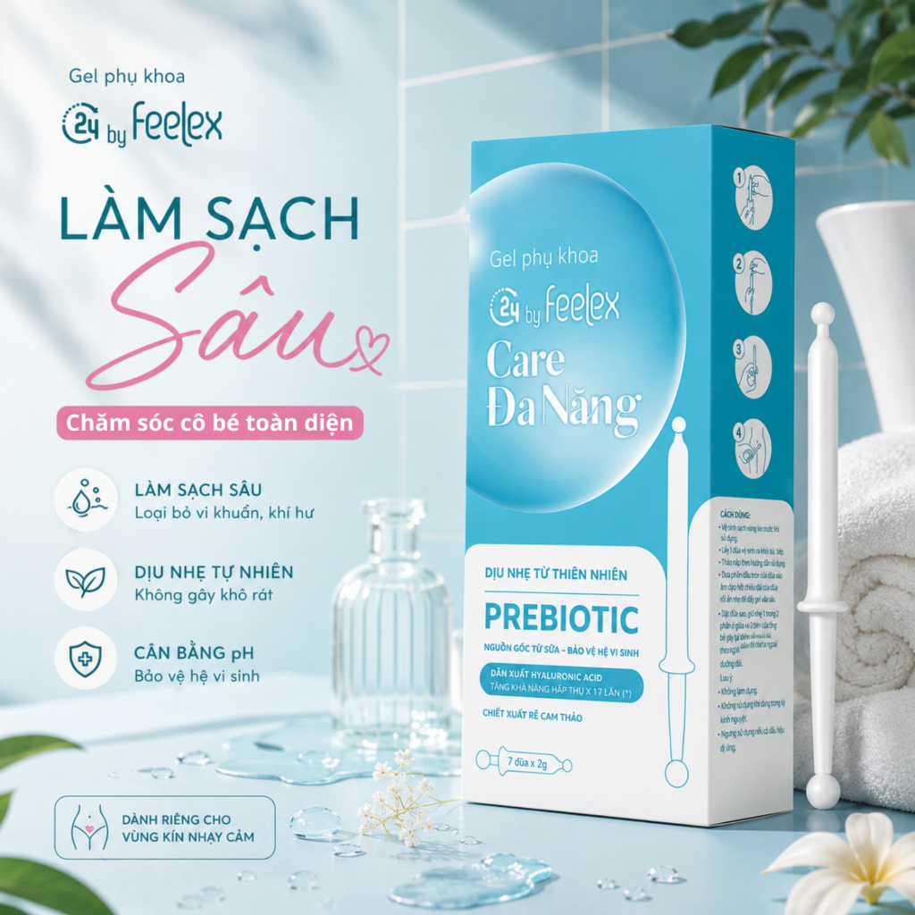 Gel phụ khoa Inner C24 Feelex Care Đa Năng dạng đũa, hỗ trợ cấp ẩm, cân bằng pH, làm sạch vùng kín