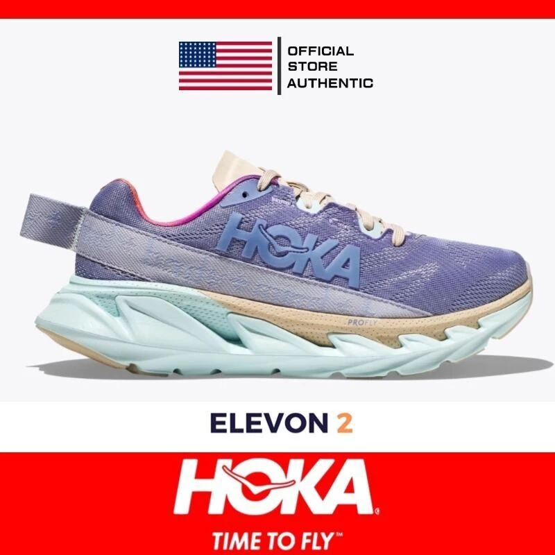 100% Genuine HOKA ELEVON 2 1126853-PIBG Purple For Men Mesh Breathable Running Shoes
