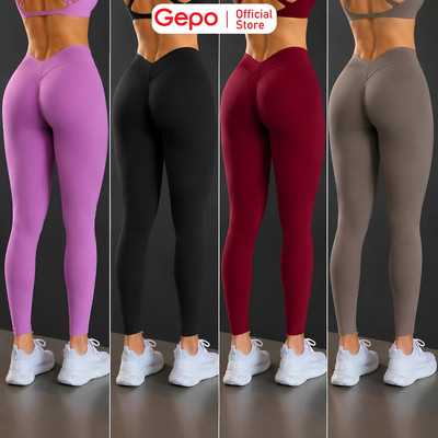 GEPO Quần Dài Thể Thao Nữ Tập Gym Yoga Cạp Chữ V Sau Lưng Co Giãn Nâng Mông Tôn Dáng GP135