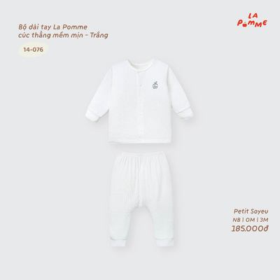 Bộ quần áo dài tay sơ sinh La Pomme cho bé từ 3kg- 8kg Bộ dài chất liệu Petit Soyeu, sợi tre tự nhiên, mềm mịn, thấm hút