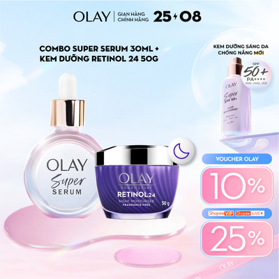 Combo 2 Super Serum OLAY 5 Dưỡng Chất Trong 1 30ml Và Kem Dưỡng Ẩm OLAY RETINOL24 50G