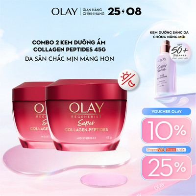 [MỚI] Combo 2: Kem Dưỡng Ẩm OLAY Super Collagen Peptides Giúp Cải Thiện 5 Dấu Hiệu Lão Hóa Phức Tạp 45Gx2