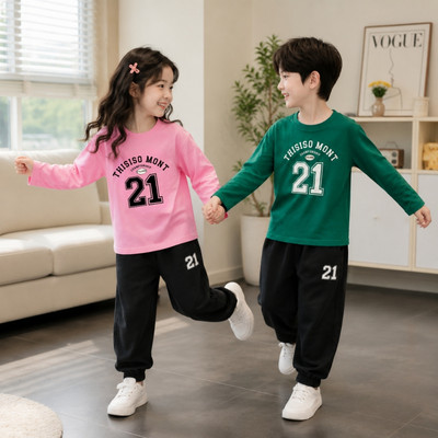 Bộ thu đông bé trai bé gái in số 21 cân nặng từ 15-40kg Loza BW740