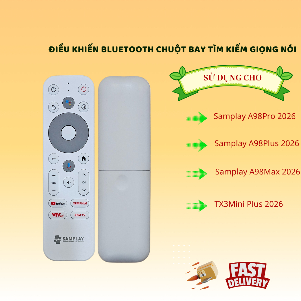 Remote Bluetooth chuột bay tìm kiếm giọng nói dùng cho tivi box Samplay A98Pro A98Plus A98Max TX3min