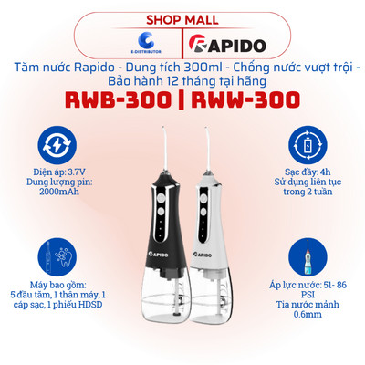 [HỎA TỐC] Máy Tăm nước cầm tay Rapido RWG-150/RWW-300/RWB-300 - Hàng Chính Hãng