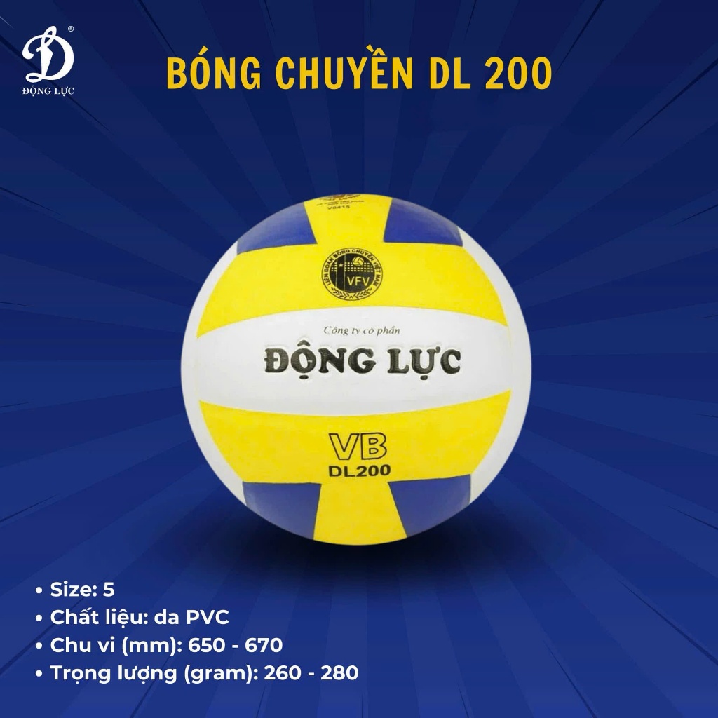 Bóng Chuyền Động Lực DL200/DL220C – Tặng Kim Bơm + Lưới