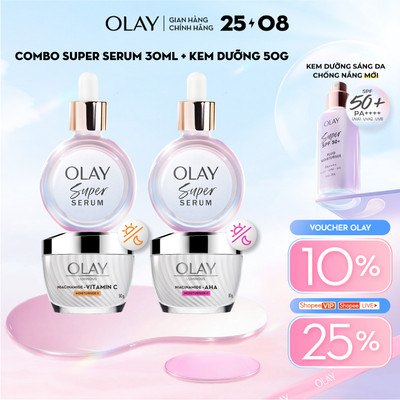 [LS] Combo 2 Super Serum OLAY 5 Dưỡng Chất Trong 1 30ml Và Kem Dưỡng Ẩm OLAY LUMINOUS NIACINAMIDE + VITAMIN C 50G