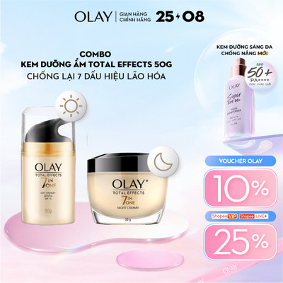 [LS] Combo Kem Dưỡng OLAY TOTAL EFFECTS Ngày & Đêm Phục Hồi & Ngăn 7 Dấu Hiệu Lão Hóa 50G X2