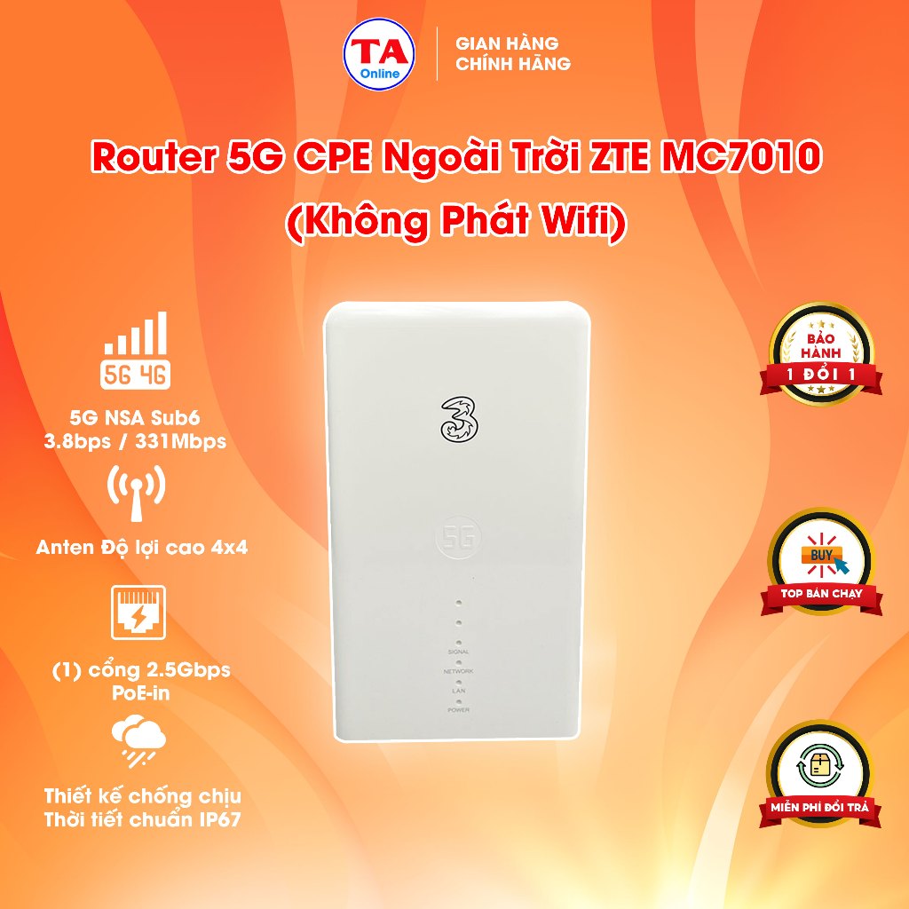 Router 5G CPE Ngoài Trời ZTE MC7010 (Không Phát Wifi)