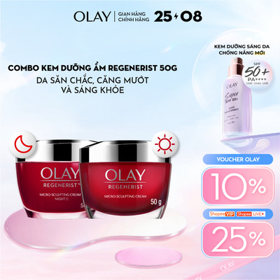 [LS] Combo Kem Dưỡng Ẩm OLAY REGENERIST Ngày & Đêm Căng Mướt, Sáng Khỏe & Phục Hồi Dấu Hiệu Lão Hóa 50GX2