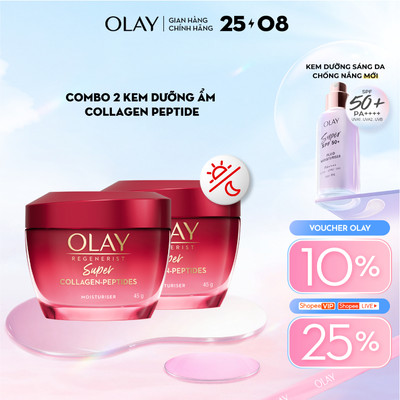 [LS] Combo 2 Kem Dưỡng Ẩm OLAY Super Collagen Peptides Giúp Cải Thiện 5 Dấu Hiệu Lão Hóa Phức Tạp 45Gx2