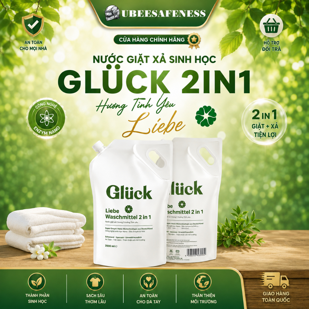 [TẶNG CHAI NƯỚC GIẶT MINI] Combo 2 túi nước giặt Gluck 2000ml hương tình yêu Liebe Chính Hãng