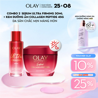 [LS] Combo Kem Dưỡng Ẩm OLAY Super Collagen Peptides 45G + Serum OLAY Ultra Firming Giúp Da Săn Chắc 30ML