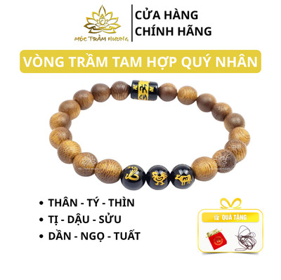 Vòng Tay Trầm Hương Tam Hợp Quý Nhân Mix Lu Thống Omani Trầm Tốc Việt - Mộc Trầm Hương MTH