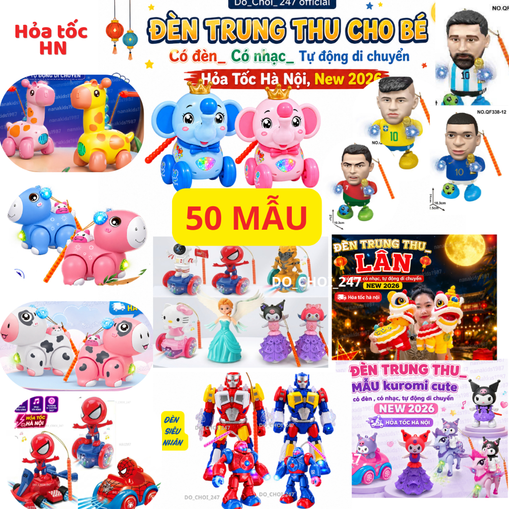 Đèn Lồng Trung Thu Kuromi, Hello Kitty, Người Nhện ..tự động Di chuyển,Tay Cầm, Đèn, Nhạc