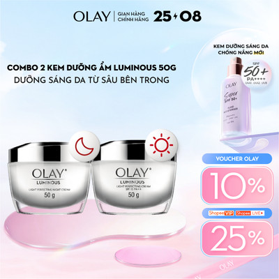 [LS] Combo 2: Kem Dưỡng Ẩm OLAY LUMINOUS Ngày & Đêm Dưỡng Sáng Da 50G X2