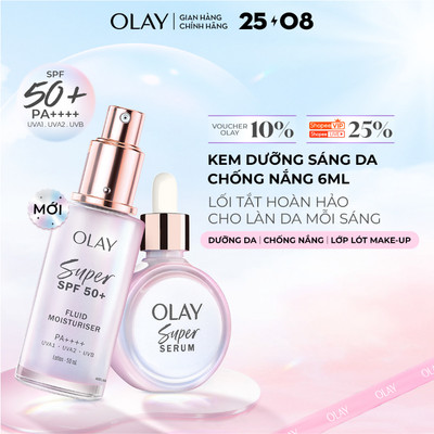 [LS] Combo Kem Dưỡng Sáng Da Chống Nắng Mỏng Nhẹ OLAY SUPER SPF50+ | PA++++ Và SUPER Serum OLAY 5in1 (50ml+30ml)