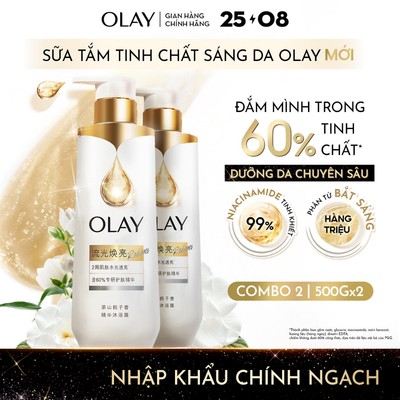 [MỚI] Combo 2 Sữa Tắm Sáng Da OLAY B3, Dưỡng Sáng Căng Bóng, Hương Hoa Dành Dành Kiêu Sa Chai 500Gx2