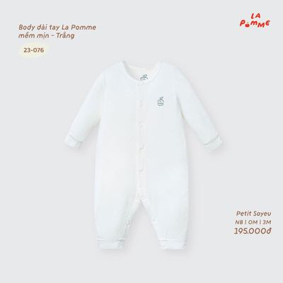 Body dài tay sơ sinh La Pomme- Bé trai/ bé gái từ 3-8kg- Thiết kế thông minh, bảo vệ toàn diện, thấm hút - Newborn - 12M