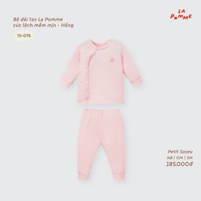 Bộ quần áo dài tay sơ sinh cúc lệch La Pomme cho bé từ 3kg -8kg- Chất liệu Petit Soyeu, sợi tre tự nhiên, mềm mịn
