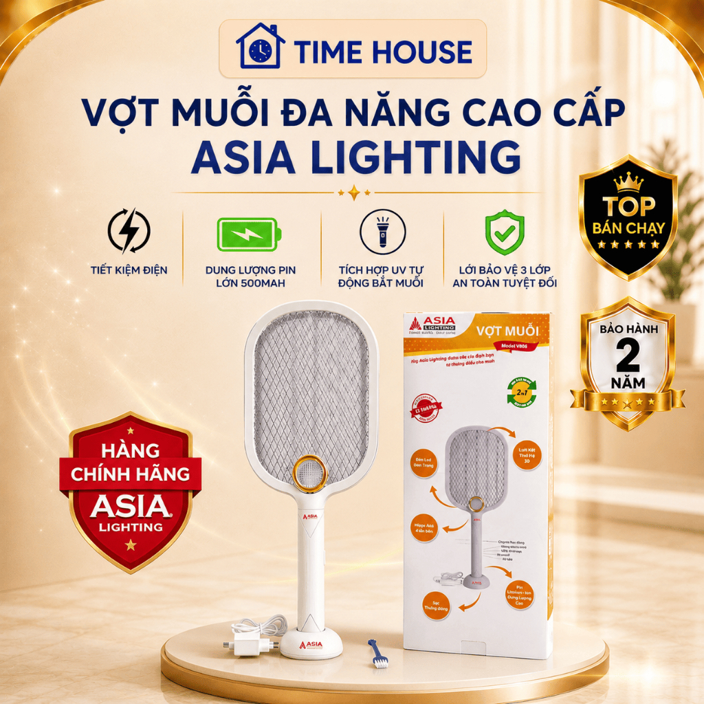 ⚡ VỢT MUỖI ĐA NĂNG ASIA LIGHTING – TỰ HÚT MUỖI, DIỆT NHANH, AN TOÀN ⚡
